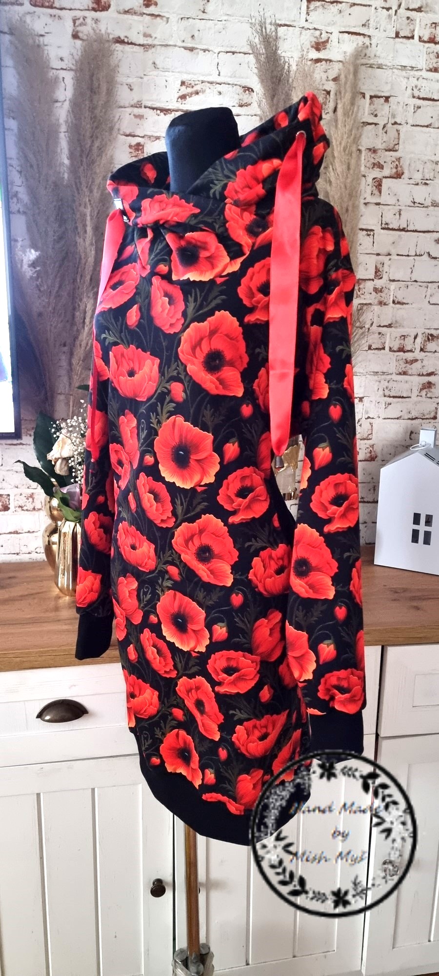 HANDMADE MIKINOVÉ ŠATY VLČÍ MÁKY VEL.48-50 / XXXL
