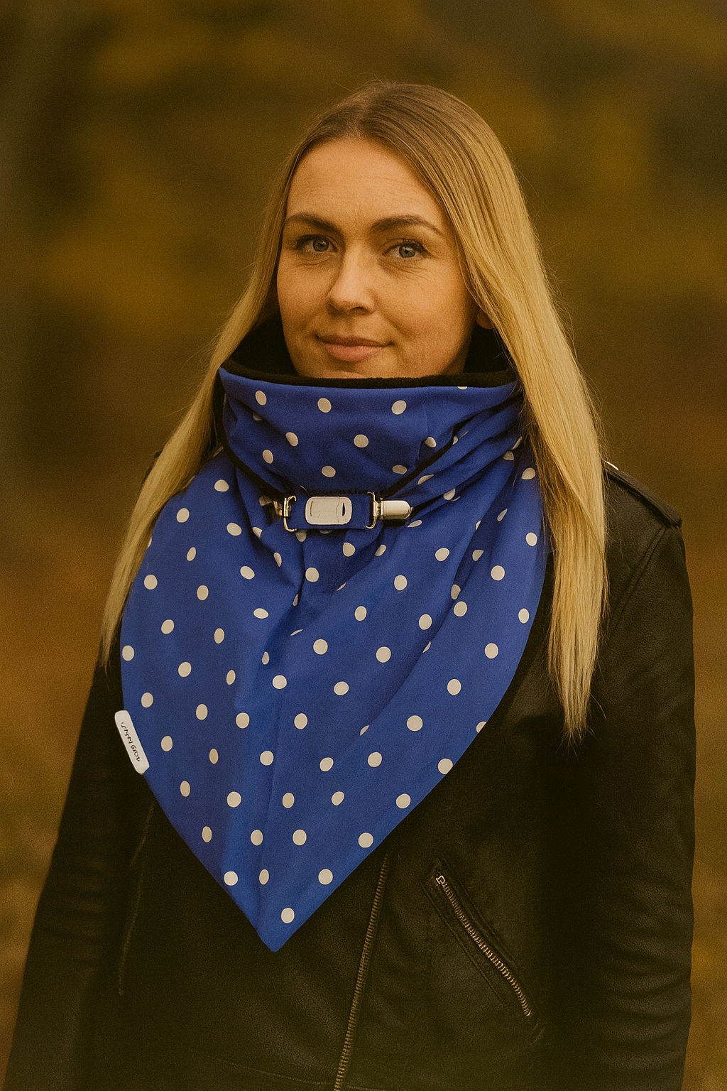 HANDMADE MAXI ŠÁTEK MODRÝ PUNTÍK