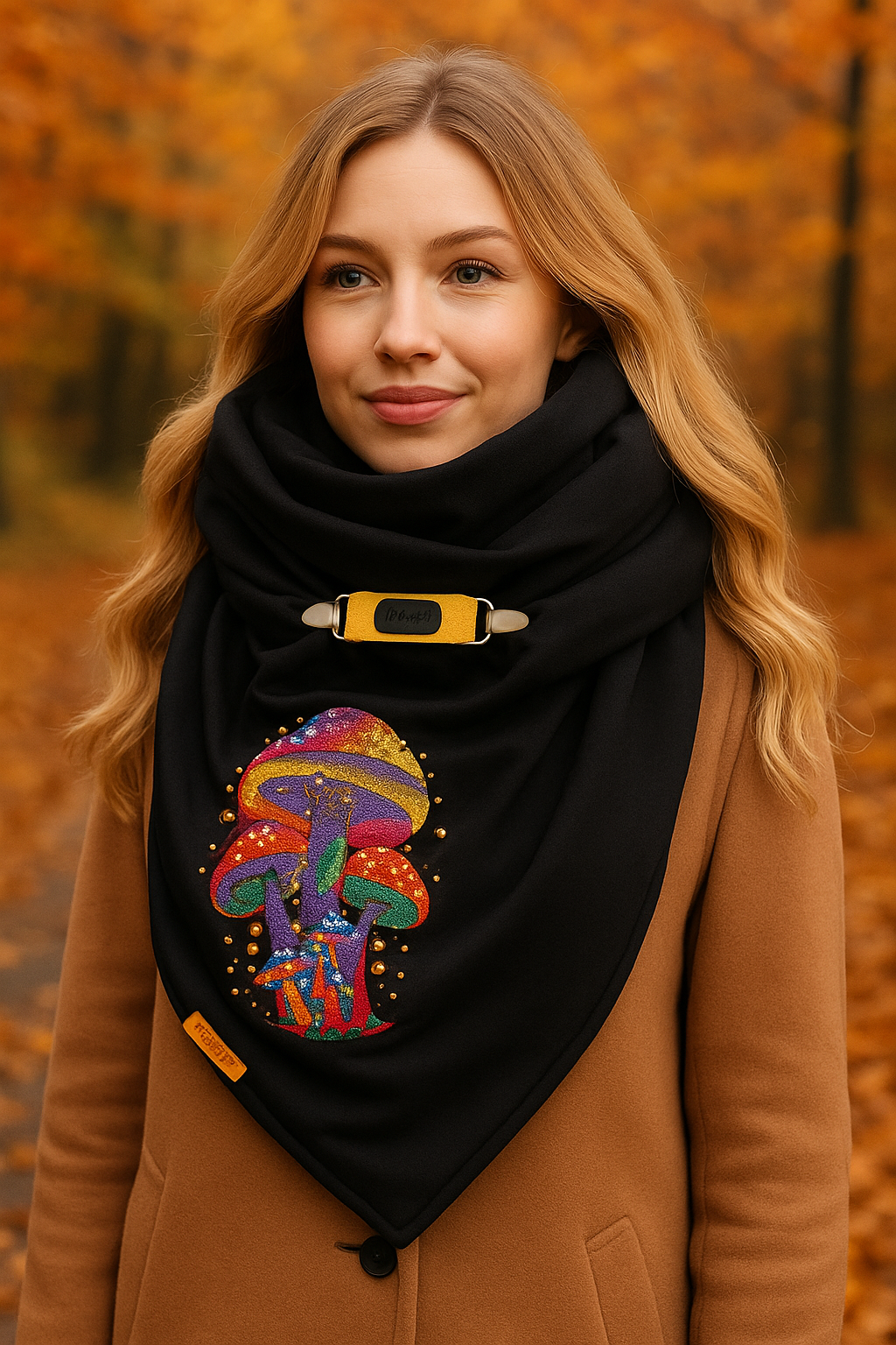 HANDMADE MAXI VYŠÍVANÝ ŠÁTEK MAGICKÉ HOUBY