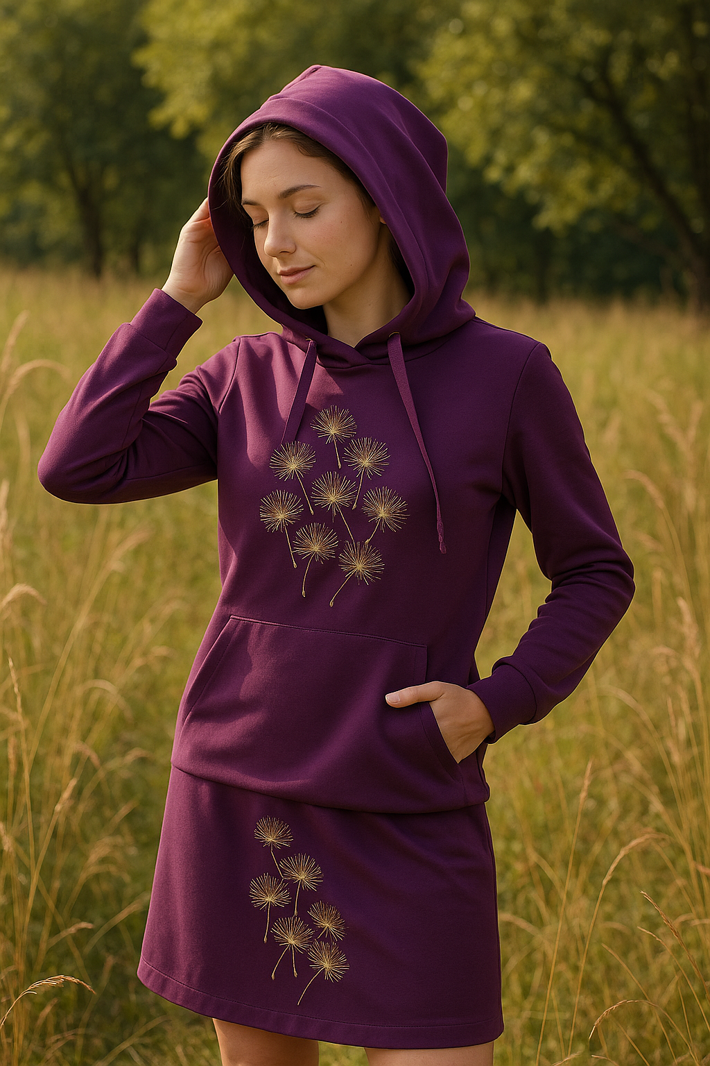 DÁMSKÁ VYŠÍVANÁ HANDMADE MIKINA ZLATÉ CHMÝŘÍ VEL.48-50 / XXXL