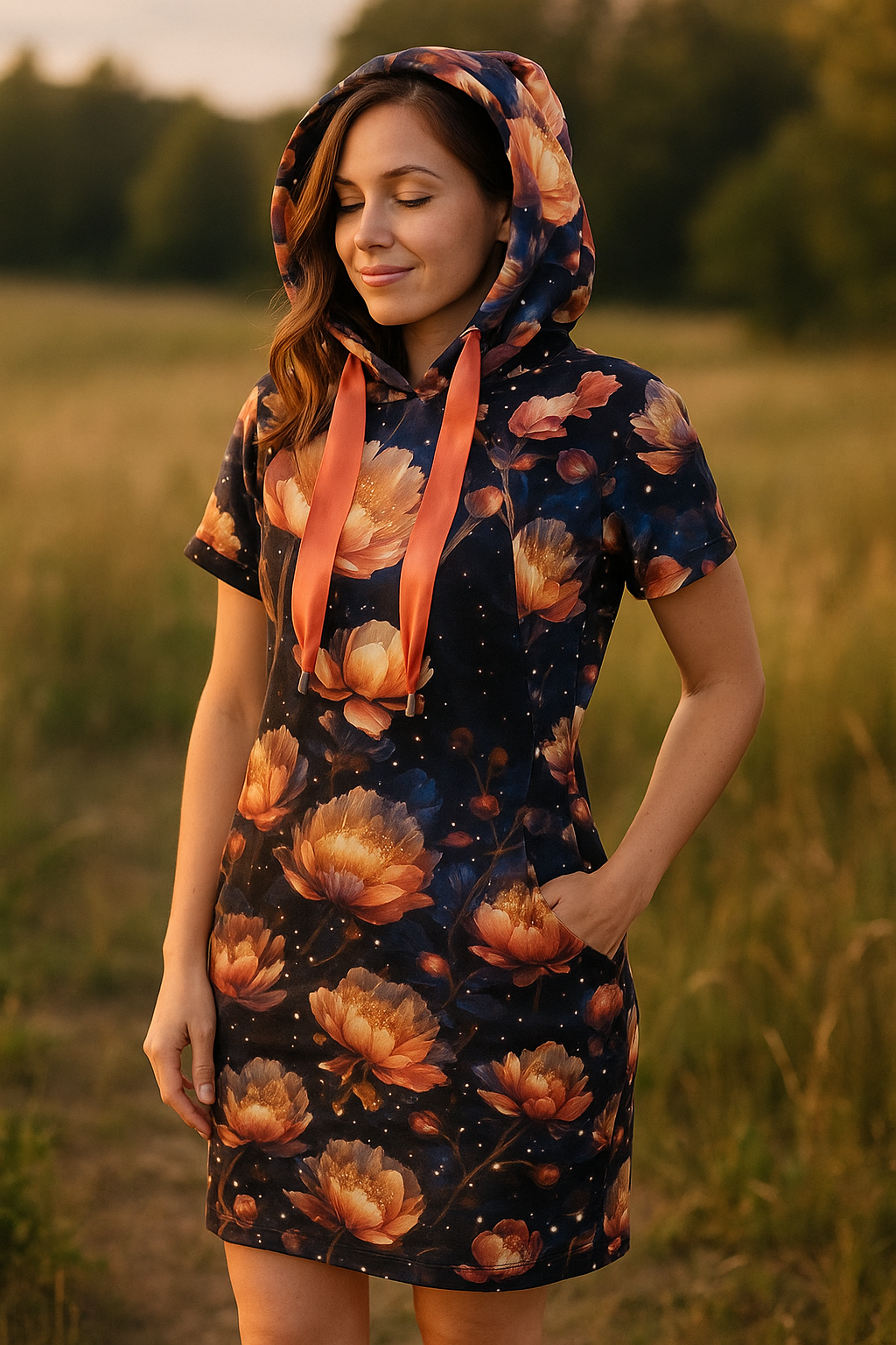 HANDMADE ÚPLETOVÉ ŠATY KVĚTY VEL.36