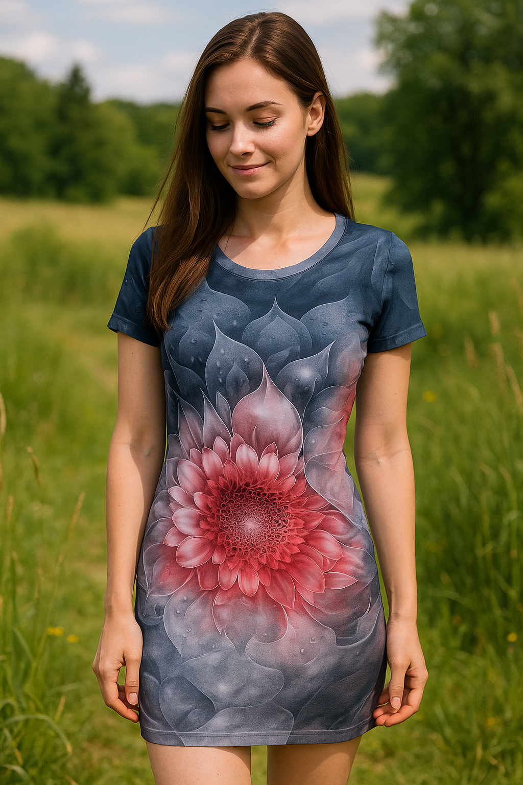 HANDMADE ÚPLETOVÉ ŠATY KVĚT VEL.36