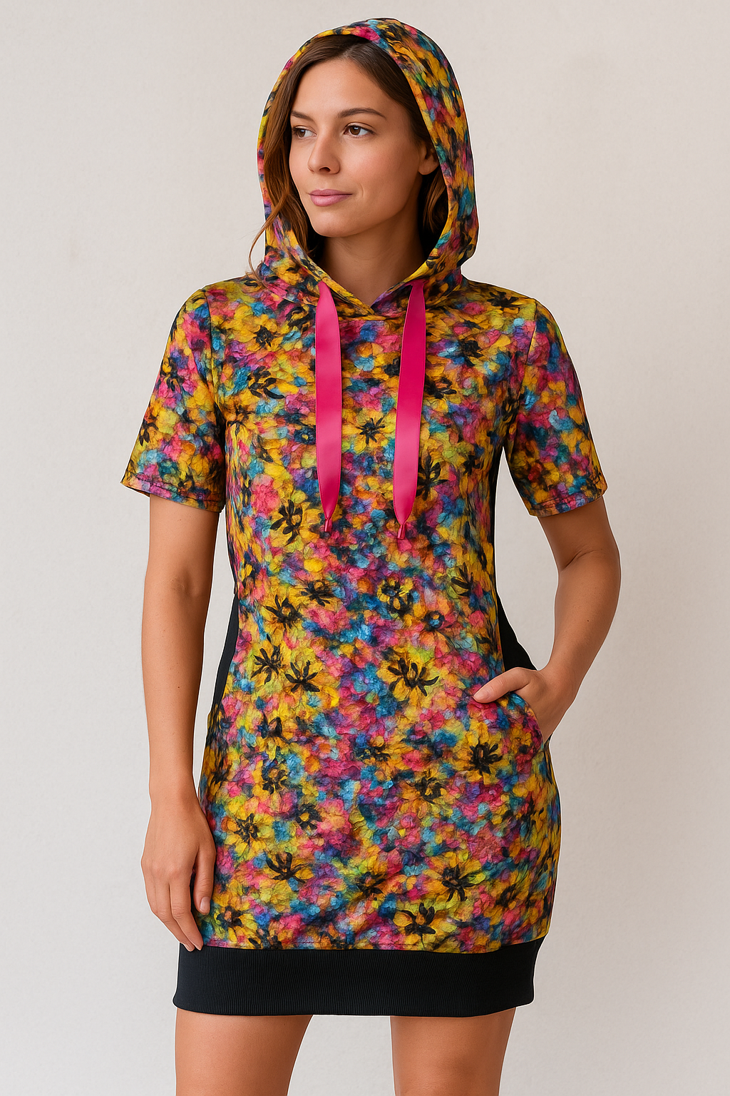 HANDMADE ÚPLETOVÉ ŠATY VČELKY A KVĚTY VEL.48 - 50 / XXXL