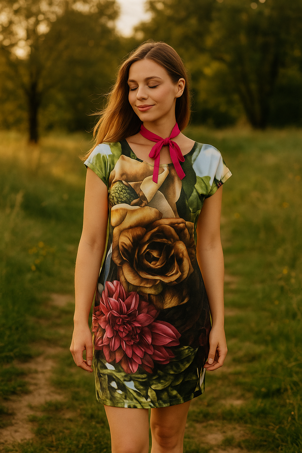 HANDMADE ÚPLETOVÉ ŠATY VELKÉ KVĚTY VEL38-40