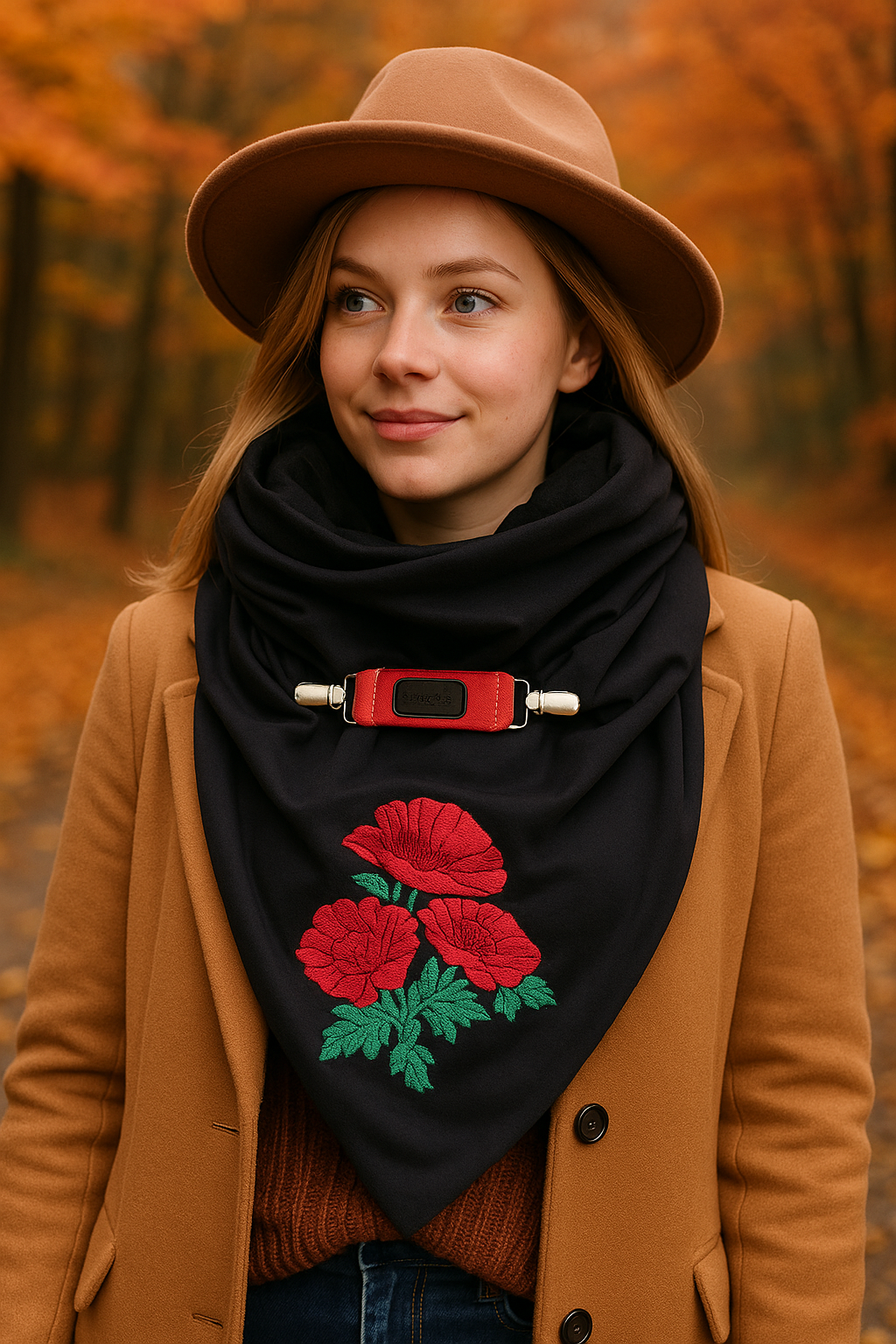 HANDMADE MAXI VYŠÍVANÝ ŠÁTEK VLČÍ MÁKY