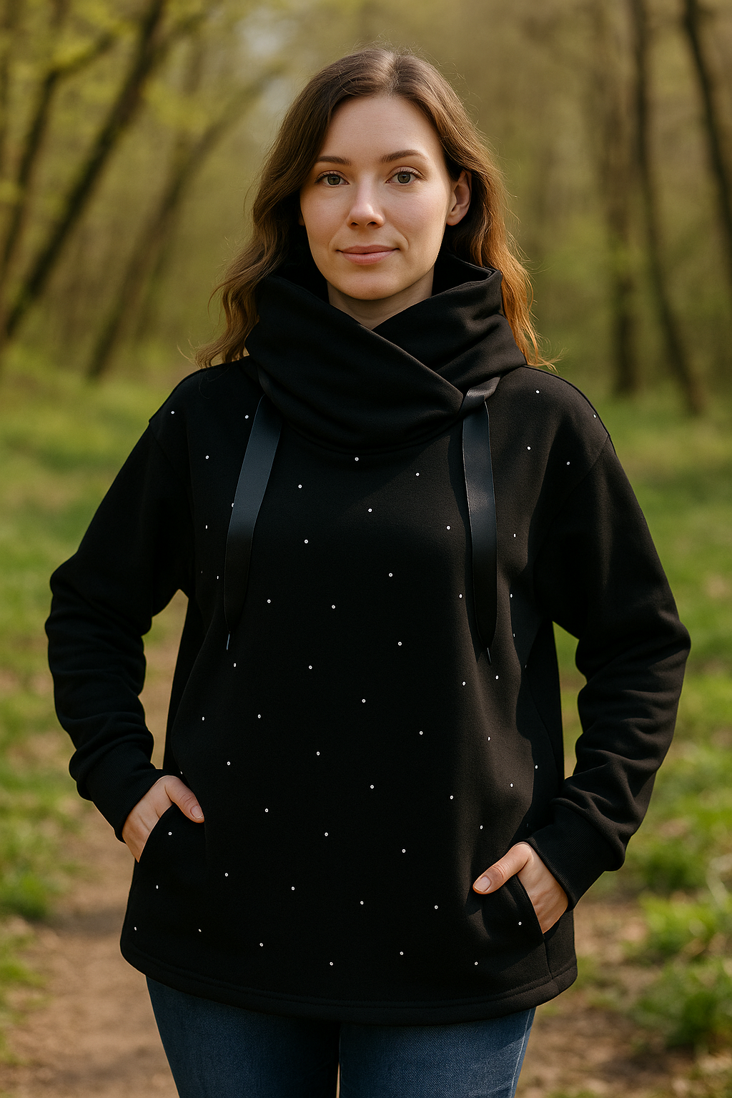 DÁMSKÁ HANDMADE ZATEPLENÁ MIKINA PUNTÍK VEL.48 - 50 / XXXL