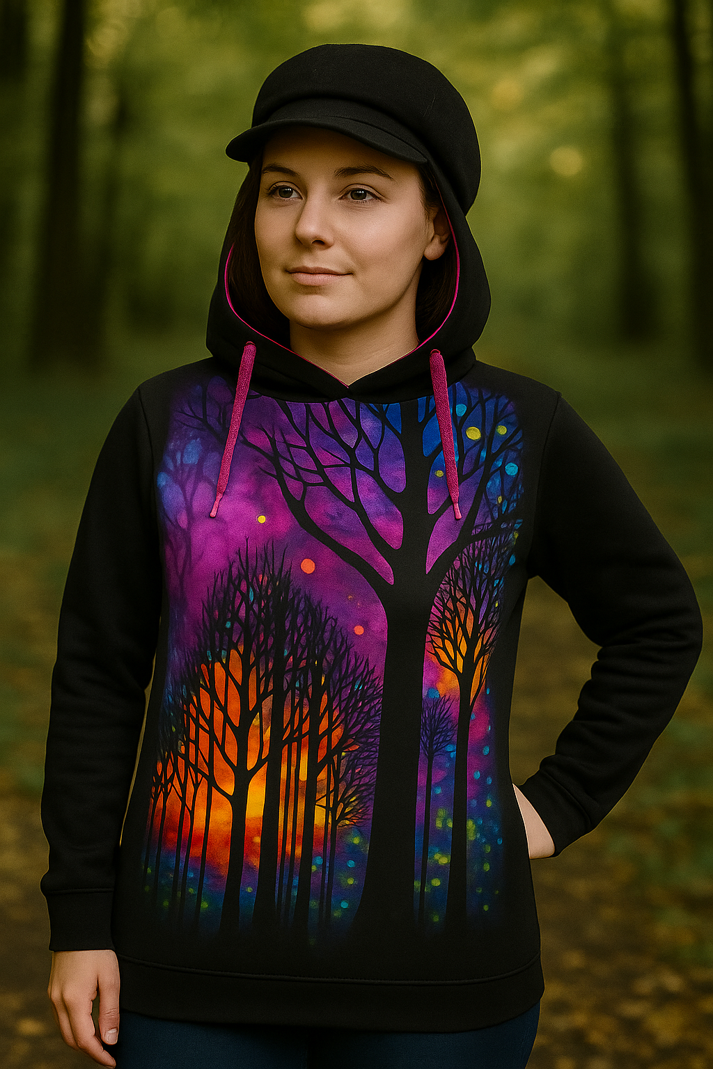 DÁMSKÁ HANDMADE MIKINA STROMY  VEL.44-46 / XXL