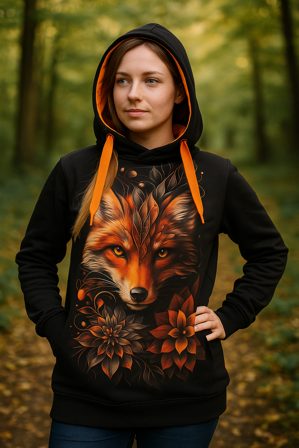 DÁMSKÁ HANDMADE MIKINA LIŠKA VEL.44-46 / XXL