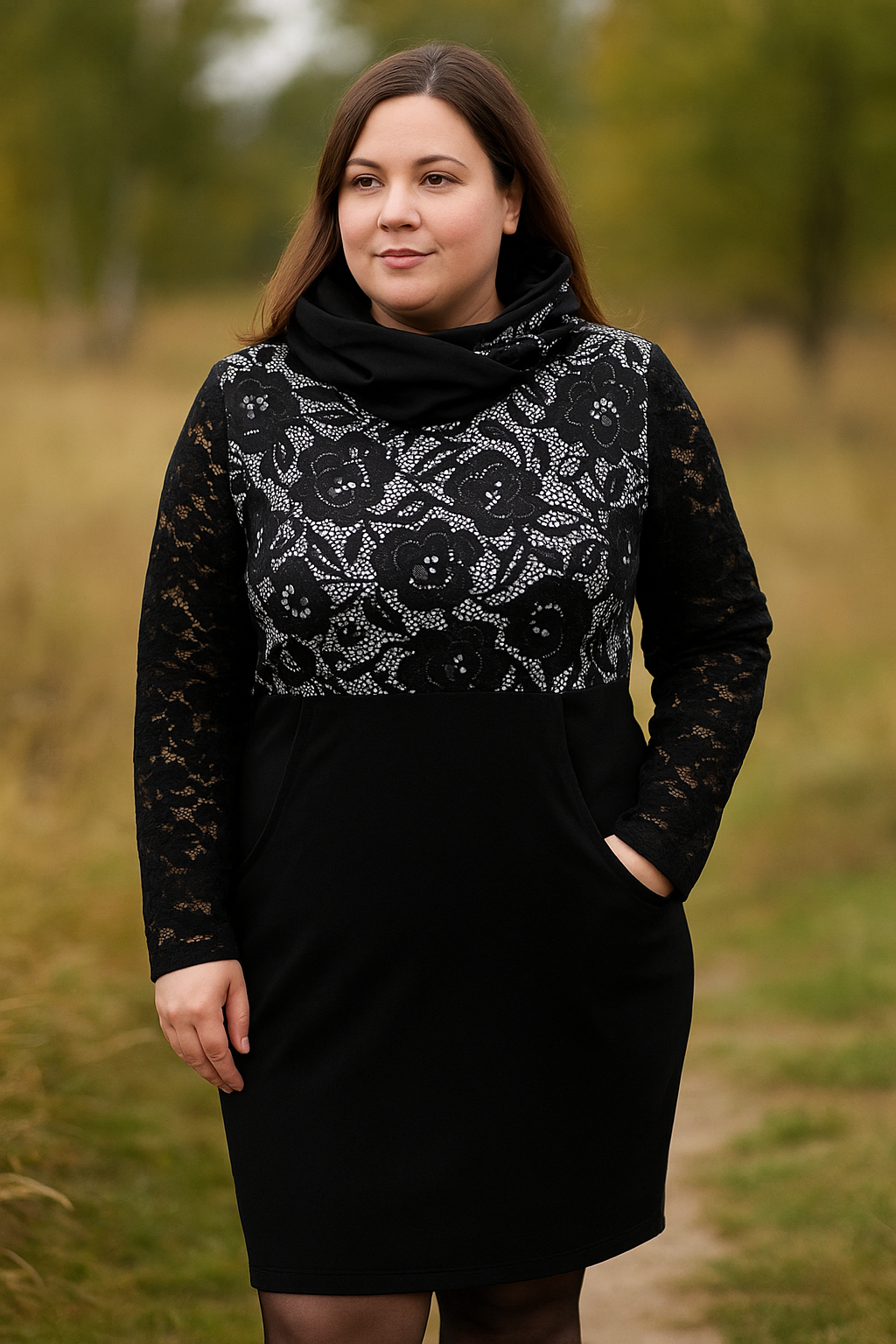 DÁMSKÉ HANDMADE MIKINOVÉ ŠATY AUDREY KRAJKA VEL.48-50