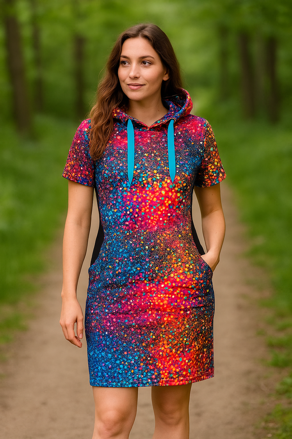 DÁMSKÉ HANDMADE MIKINOVÉ ŠATY TŘPYTIVÝ EFEKT VEL.50-52