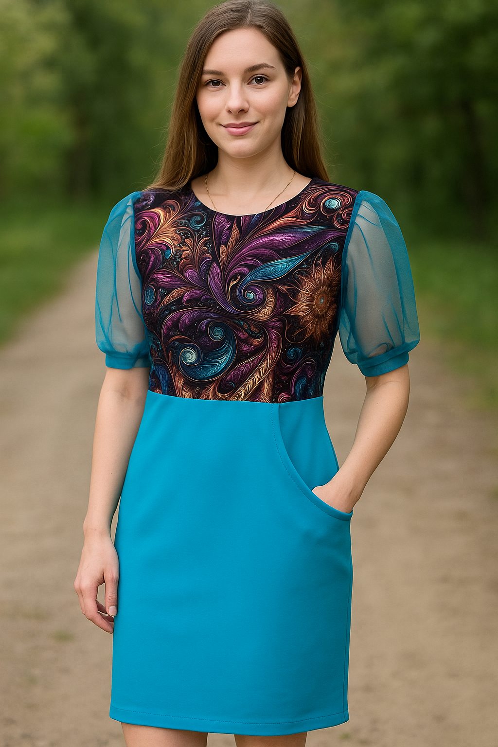 DÁMSKÉ HANDMADE AUDREY ŠATY ORIENT VEL.48-50 VEL.50-52