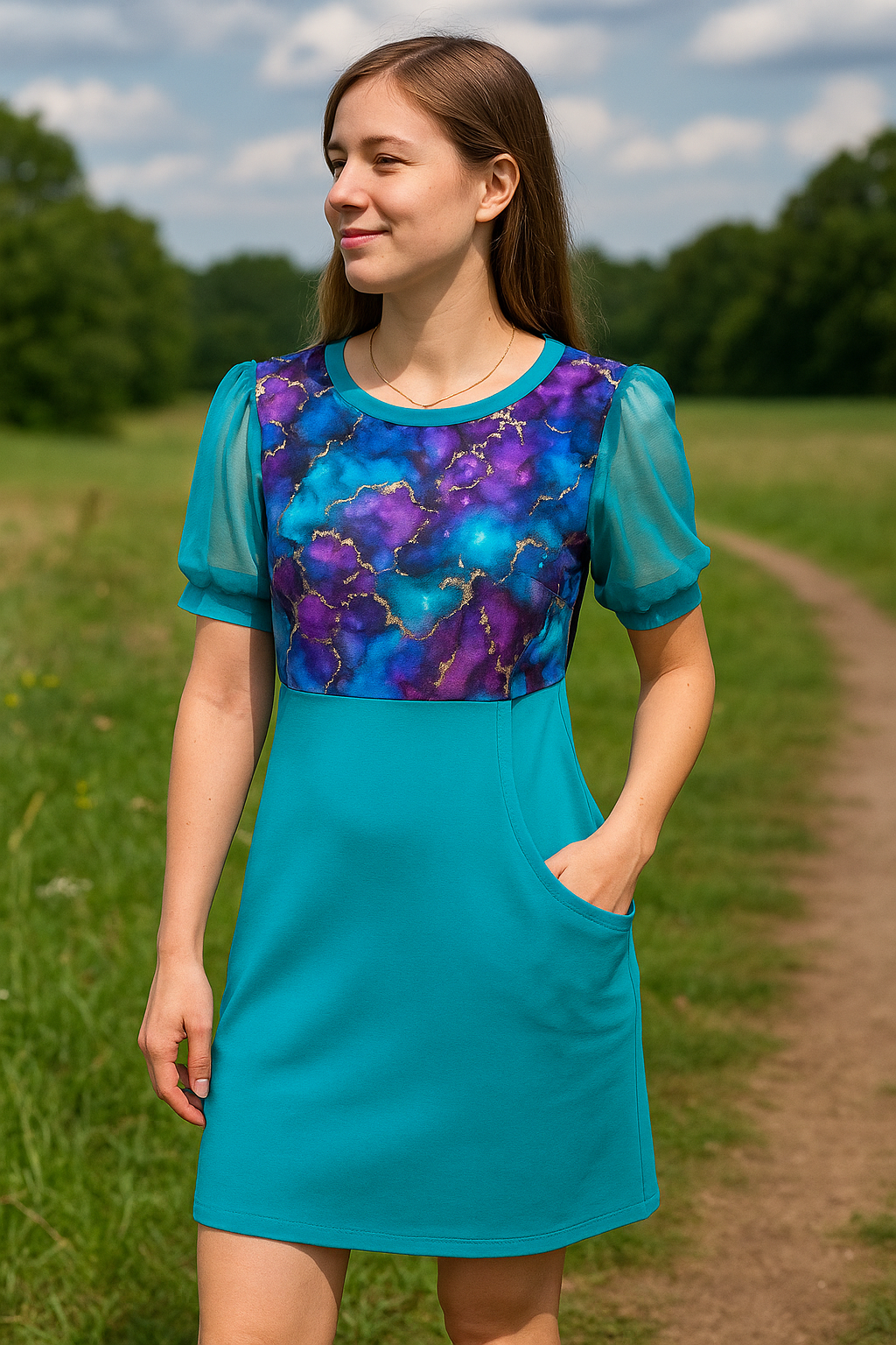 DÁMSKÉ HANDMADE AUDREY ŠATY MRAMOR VEL.44-46