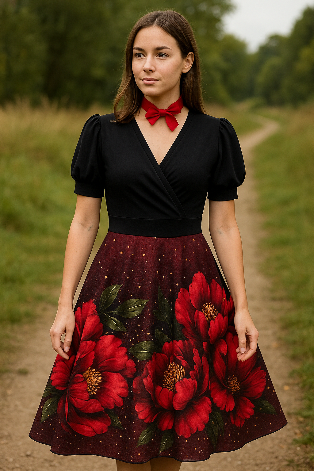 DÁMSKÉ HANDMADE  ŠATY MARYLYN KVĚTY VEL.40-42