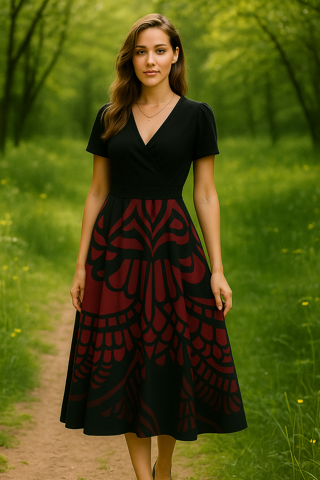 DÁMSKÉ HANDMADE ŠATY MARYLYN DLOUHÉ FUCHSIOVÉ MANDALY VEL.44-46