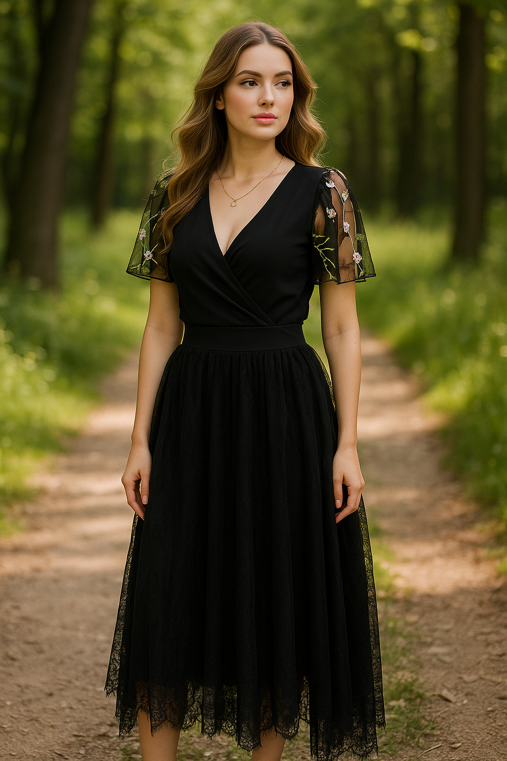 DÁMSKÉ HANDMADE TYLOVÉ ŠATY DOLLY S VÝŠIVKOU VEL.40-42
