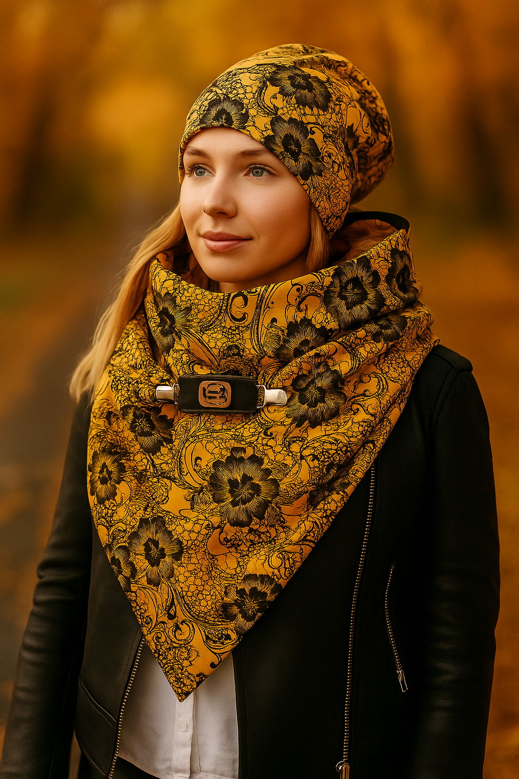 HANDMADE MAXI ŠÁTEK HOŘČICOVÁ KRAJKA