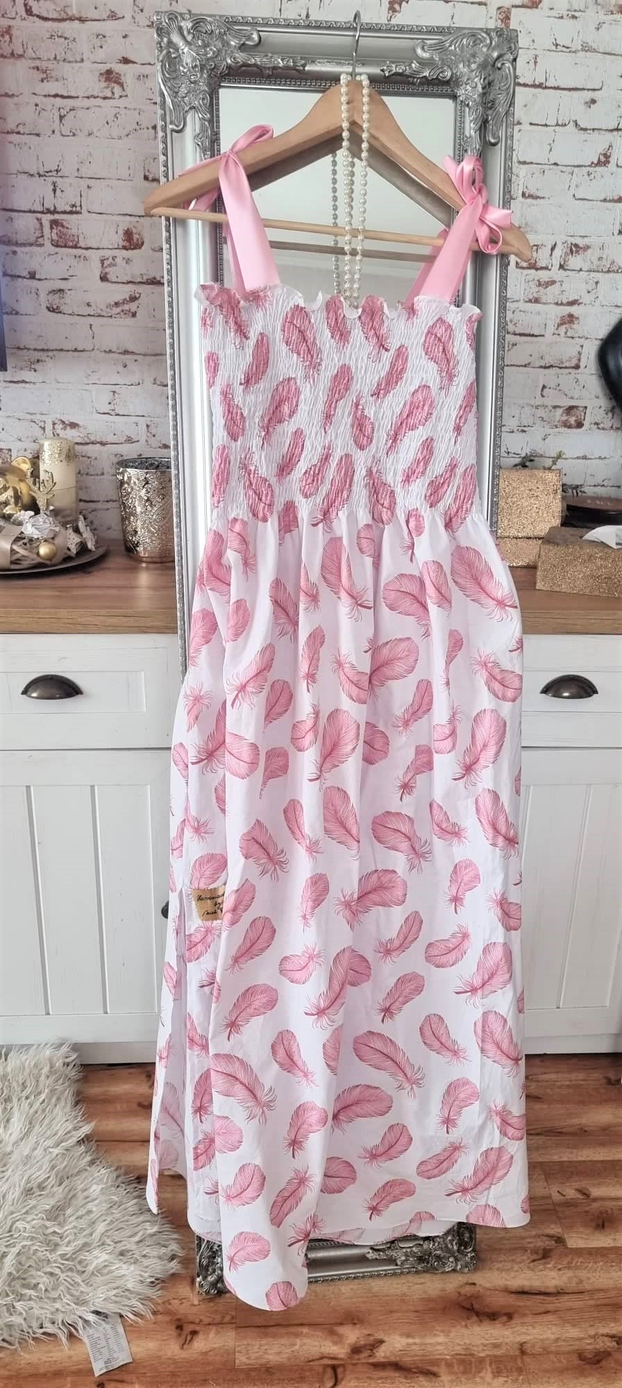 HANDMADE LETNÍ ŠATY PEŘÍČKA VEL.S - XL