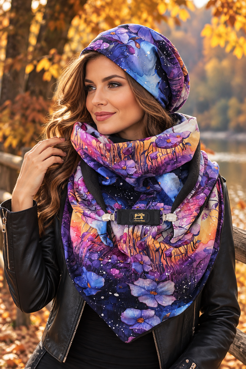HANDMADE MAXI ŠÁTEK FIALOVÁ ZAHRADA