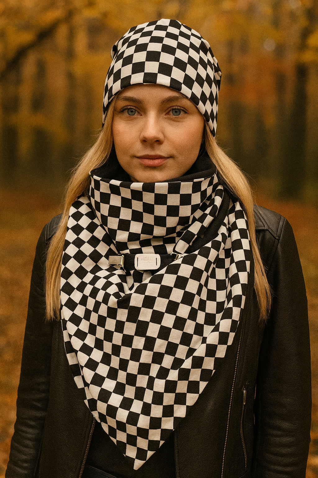 HANDMADE MAXI ŠÁTEK ČERNOBÍLÝ