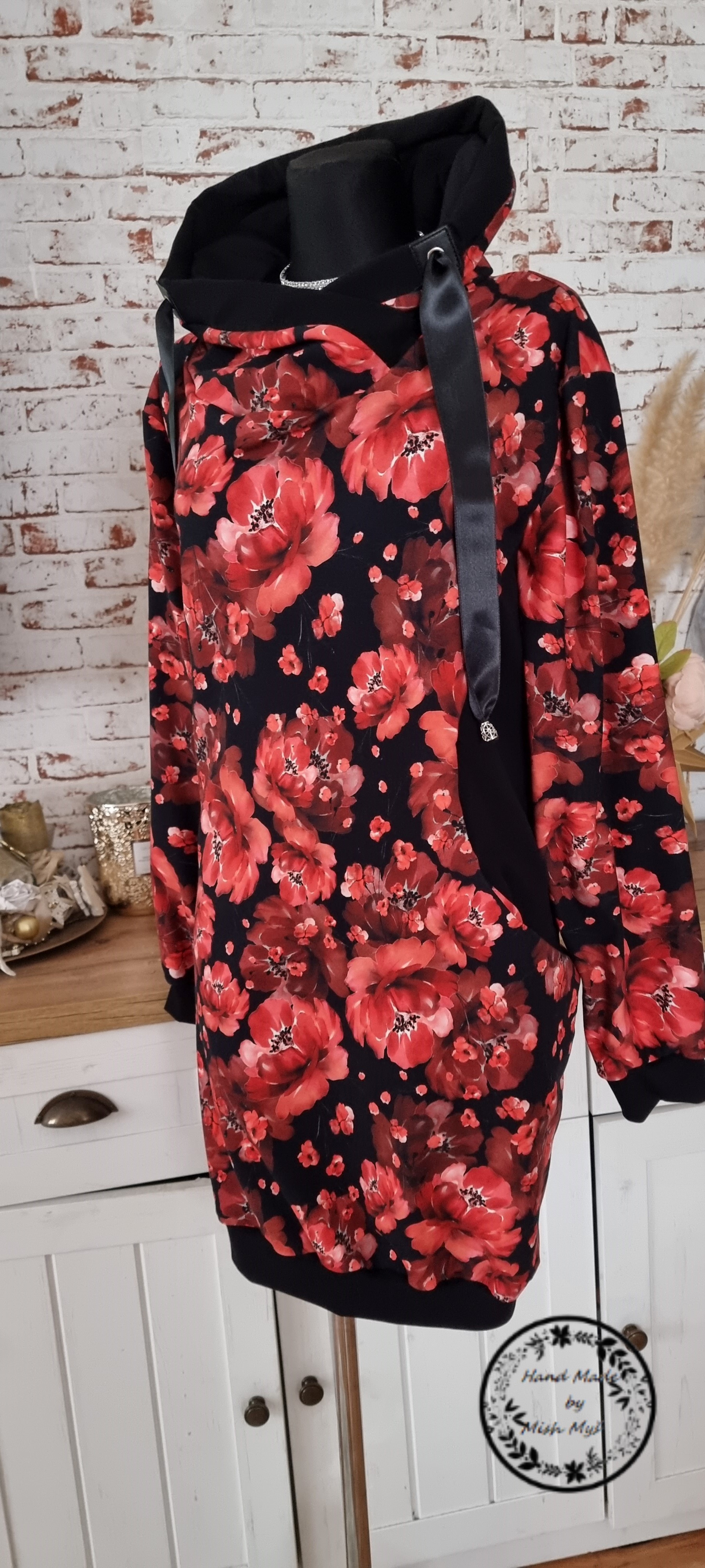 HANDMADE MIKINOVÉ ŠATY VLČÍ MÁKY VEL.50 - 52 / XXXL