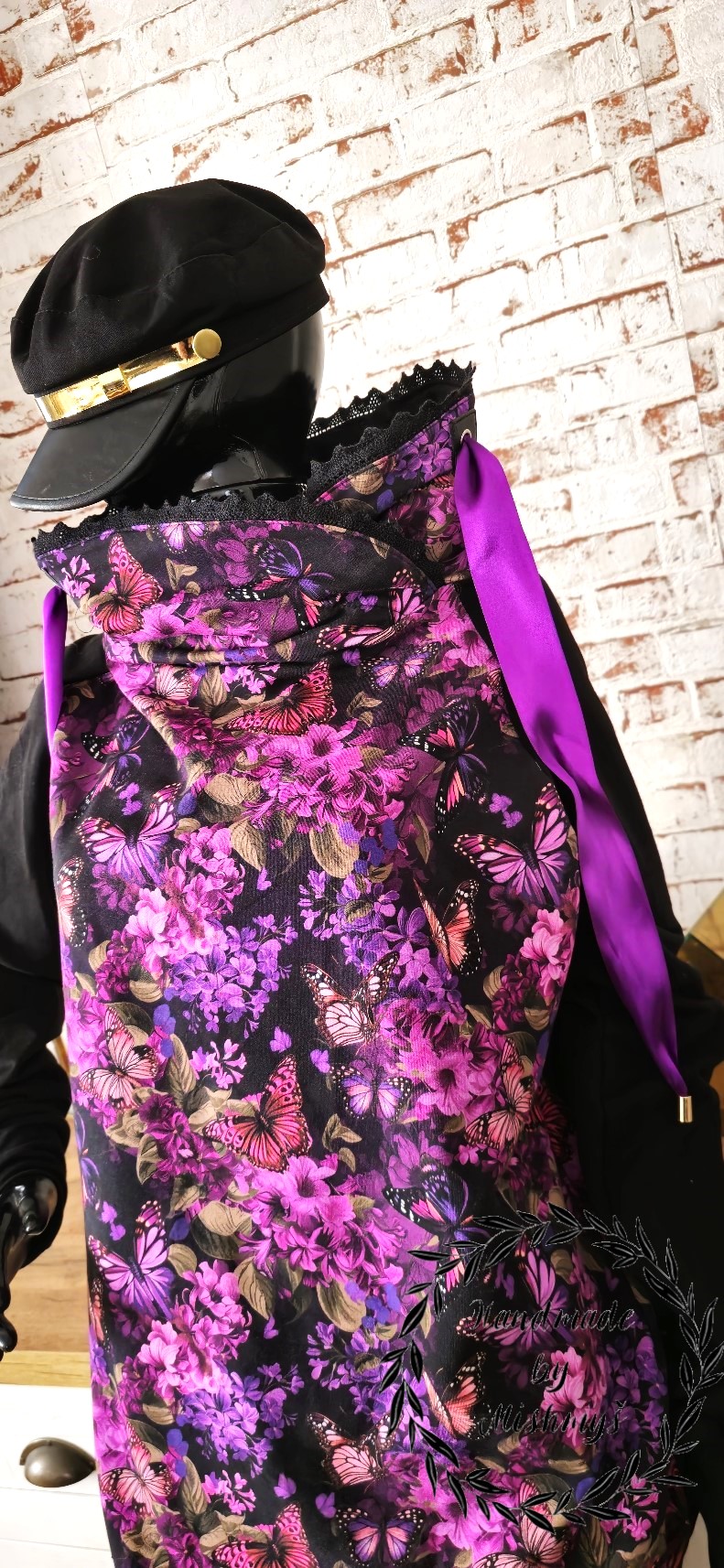 DÁMSKÁ HANDMADE MIKINA FIALOVÝ MOTÝLCI VEL.48-50 / XXXL