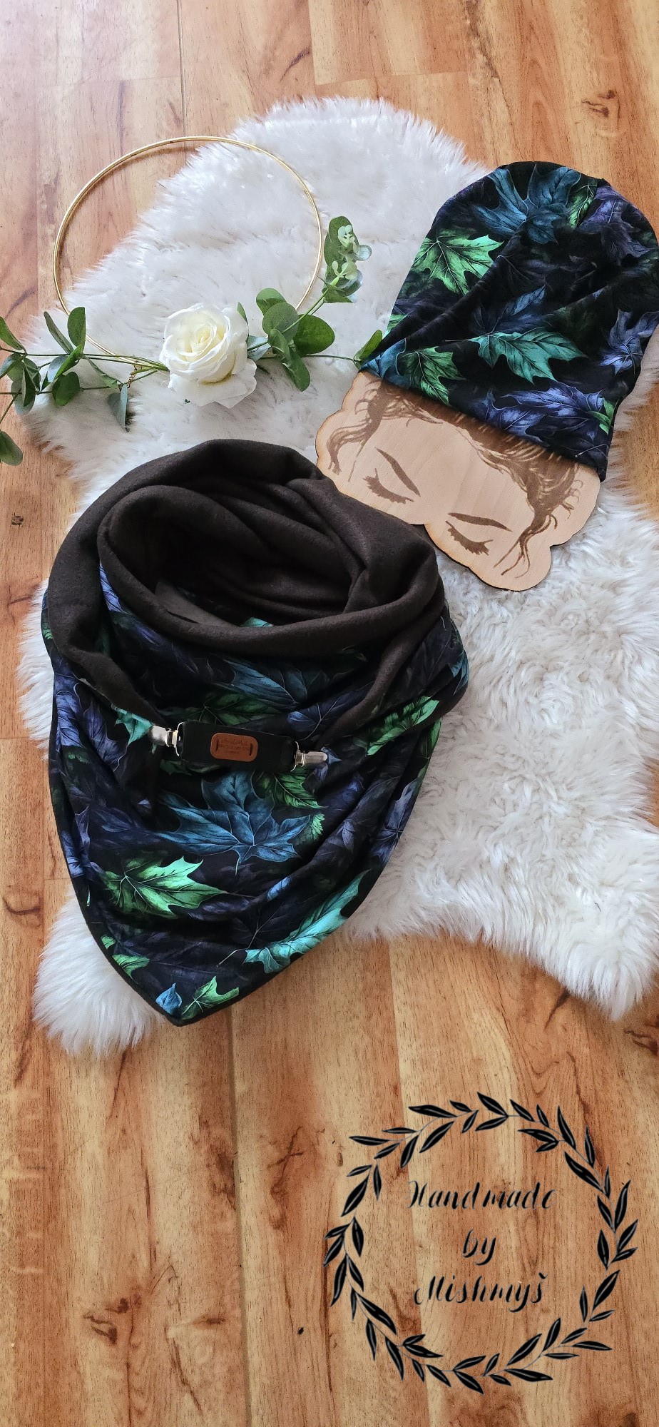HANDMADE MAXI  ŠÁTEK LISTY