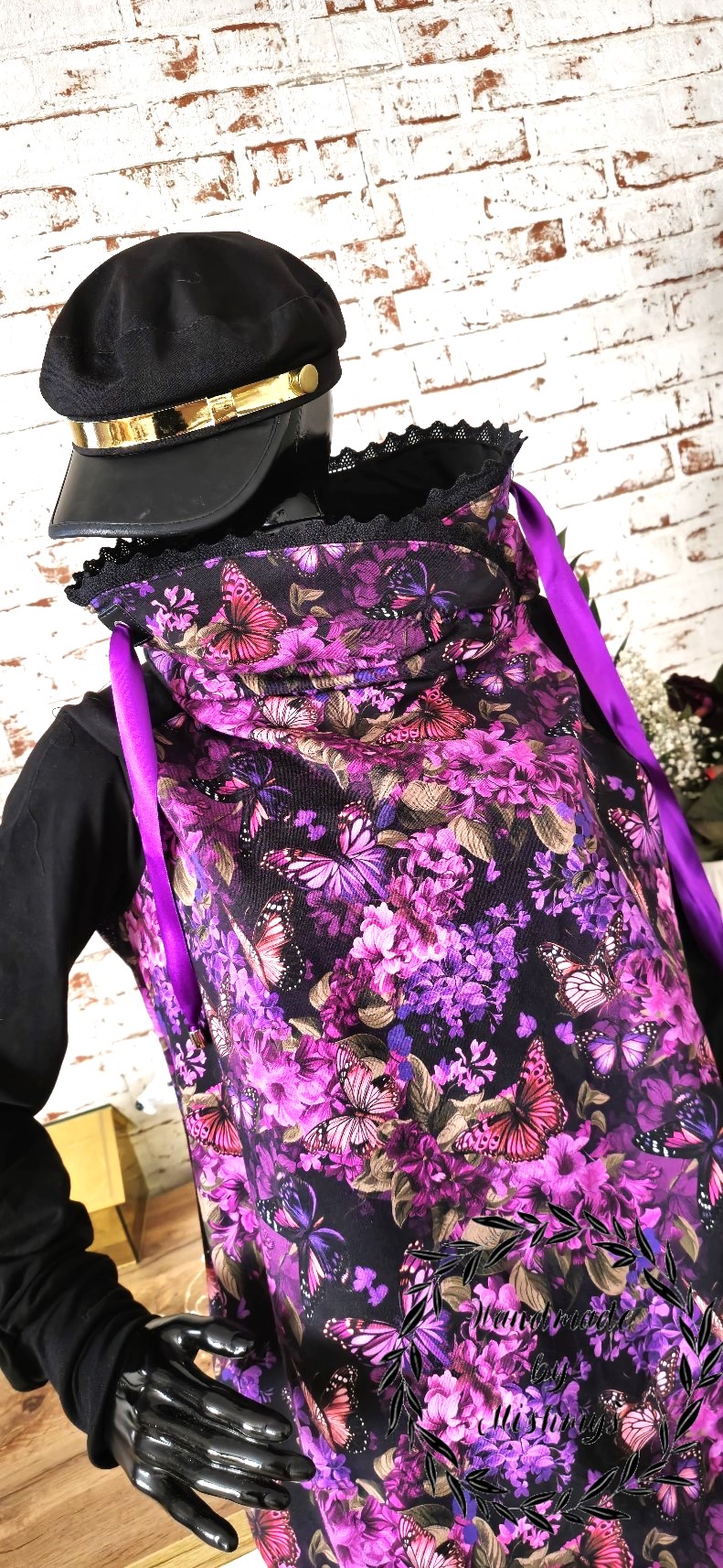 DÁMSKÁ HANDMADE MIKINA FIALOVÝ MOTÝLCI VEL.48-50 / XXXL